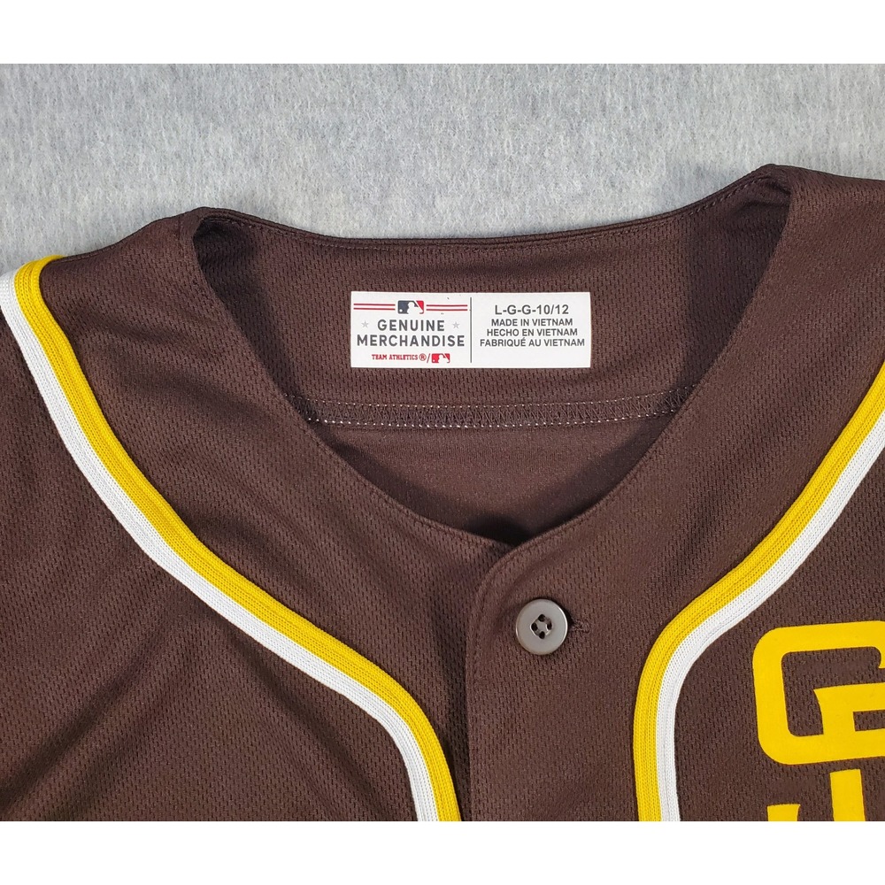 San Diego Padres Jersey Youth Boys Large Brown Button Front Team Logo Athletics - Picture 4 of 10